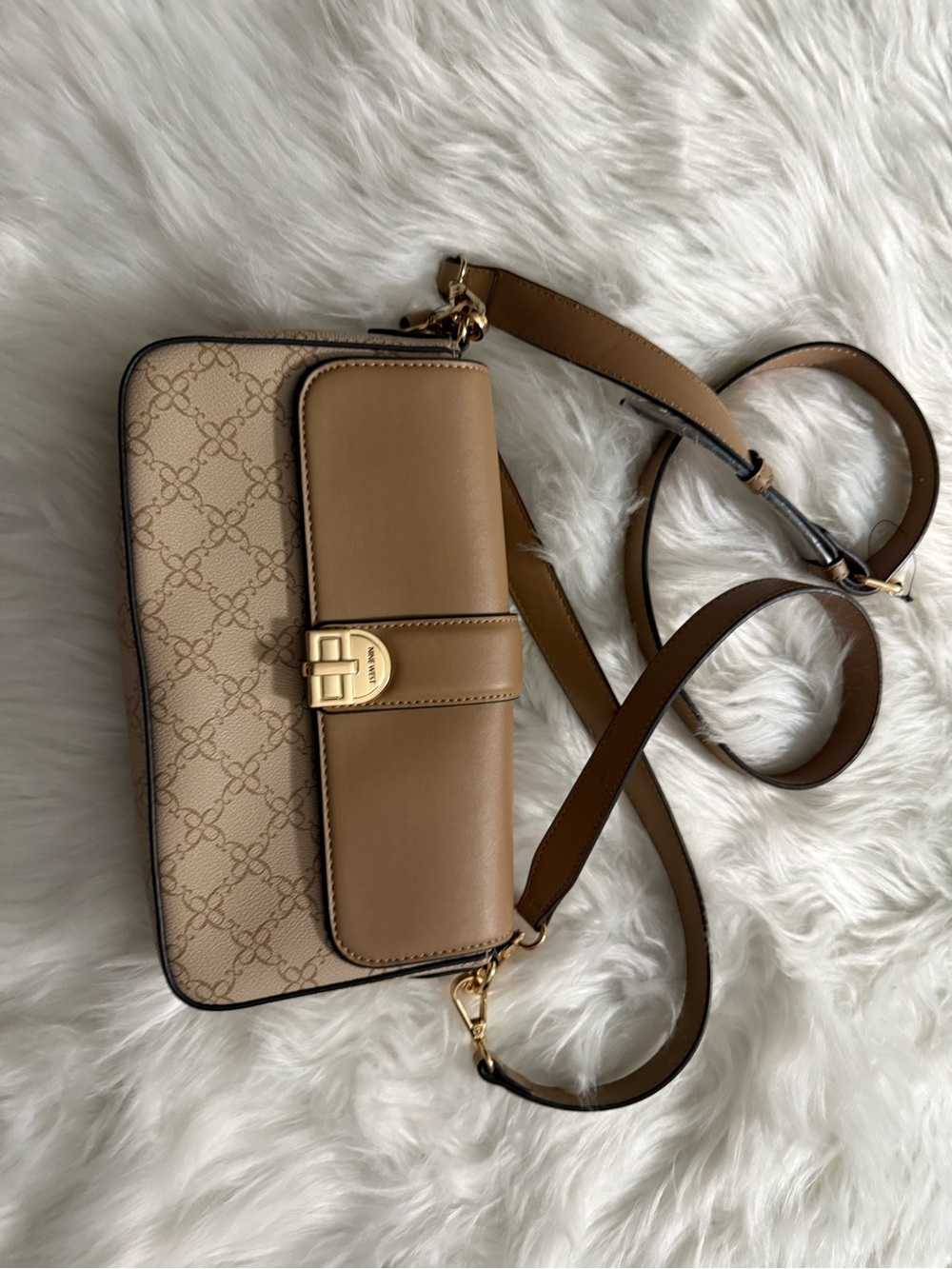 Nine West Tan and Beige Crossbody Shoulder Bag